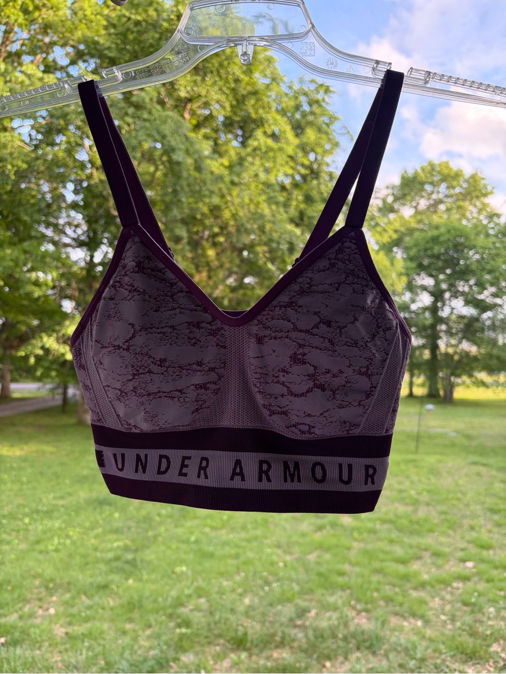 Under Armour Purple Compression Sport Bra S Yoga Running Pilates Dance Cheer Gym